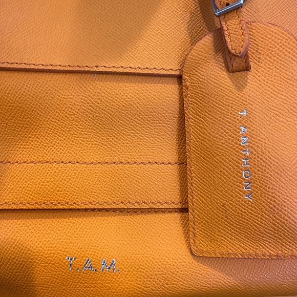 T. Anthony Authentic Italian Leather Bright Orange Carryon - Orig. $2,000! - Picture 2 of 16